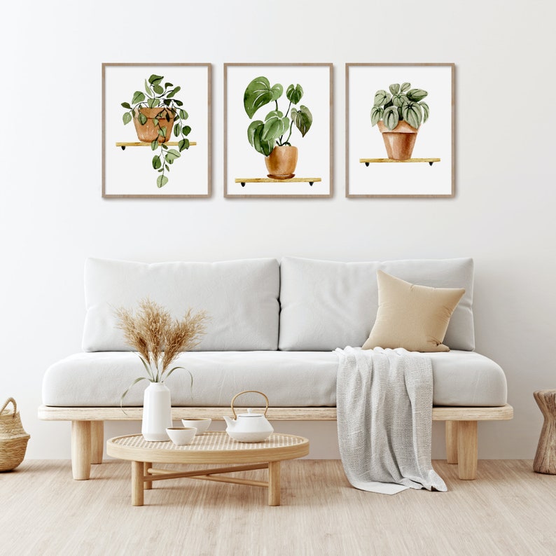 Set of 3 Watercolor Plants, Botanical Printable Set, Leaf Prints ...