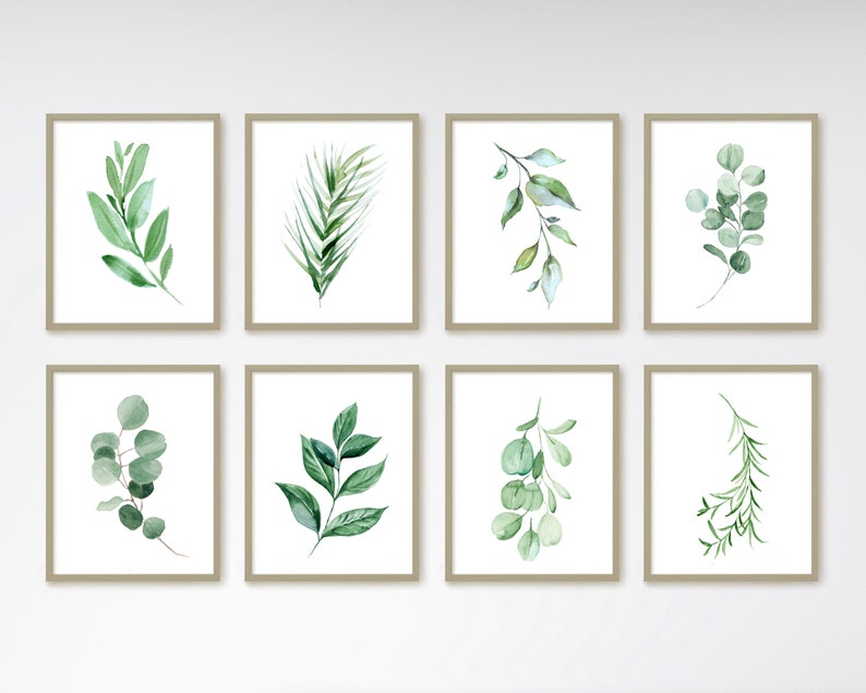 Plant Poster Living Room Wall Art Botanical Print Set Bedroom Wall Decor Leaf Print Greenery Foliage Gallery Wall Set Watercolor