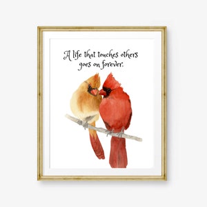 Bereavement Gift, Sympathy Gift, Memorial Gift, Watercolor Cardinal Bird, Remembrance Gift, Loss of Husband, Death of Loved One, Condolence