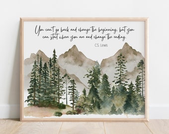 CS Lewis Quote, Inspirational Wall Art, Motivational Poster, Positive Quote, Sobriety Gift, Alcoholics Anonymous, AA Recovery Print