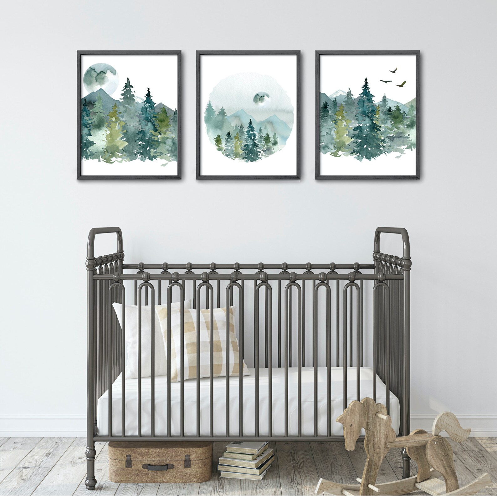 Watercolor Landscape Paintings Nursery Wall Art Mountains | Etsy