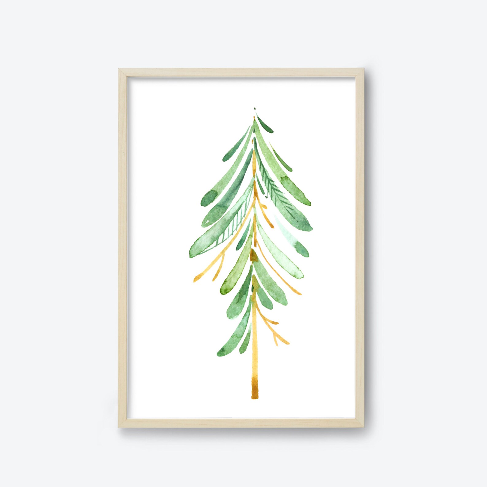 Watercolor Evergreen Trees Nursery Wall Art Botanical Print Etsy