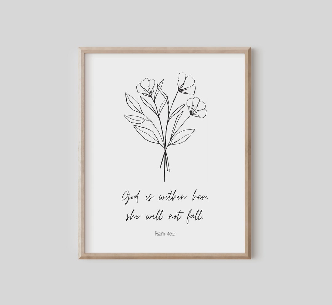Psalm 46:5, God is Within Her She Will Not Fall, Bible Verse Wall Art ...