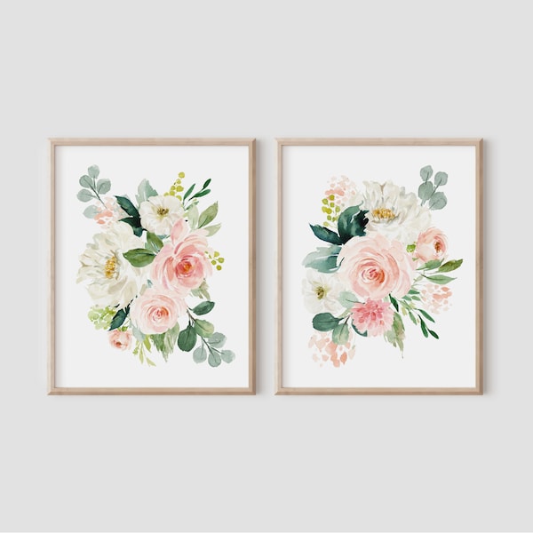 Watercolor Peony Paintings, Pink Floral Prints, Floral Bouquet, Bedroom Wall Decor, Baby Girl Nursery, Home Decor Gift, Gift for Her Mom BFF