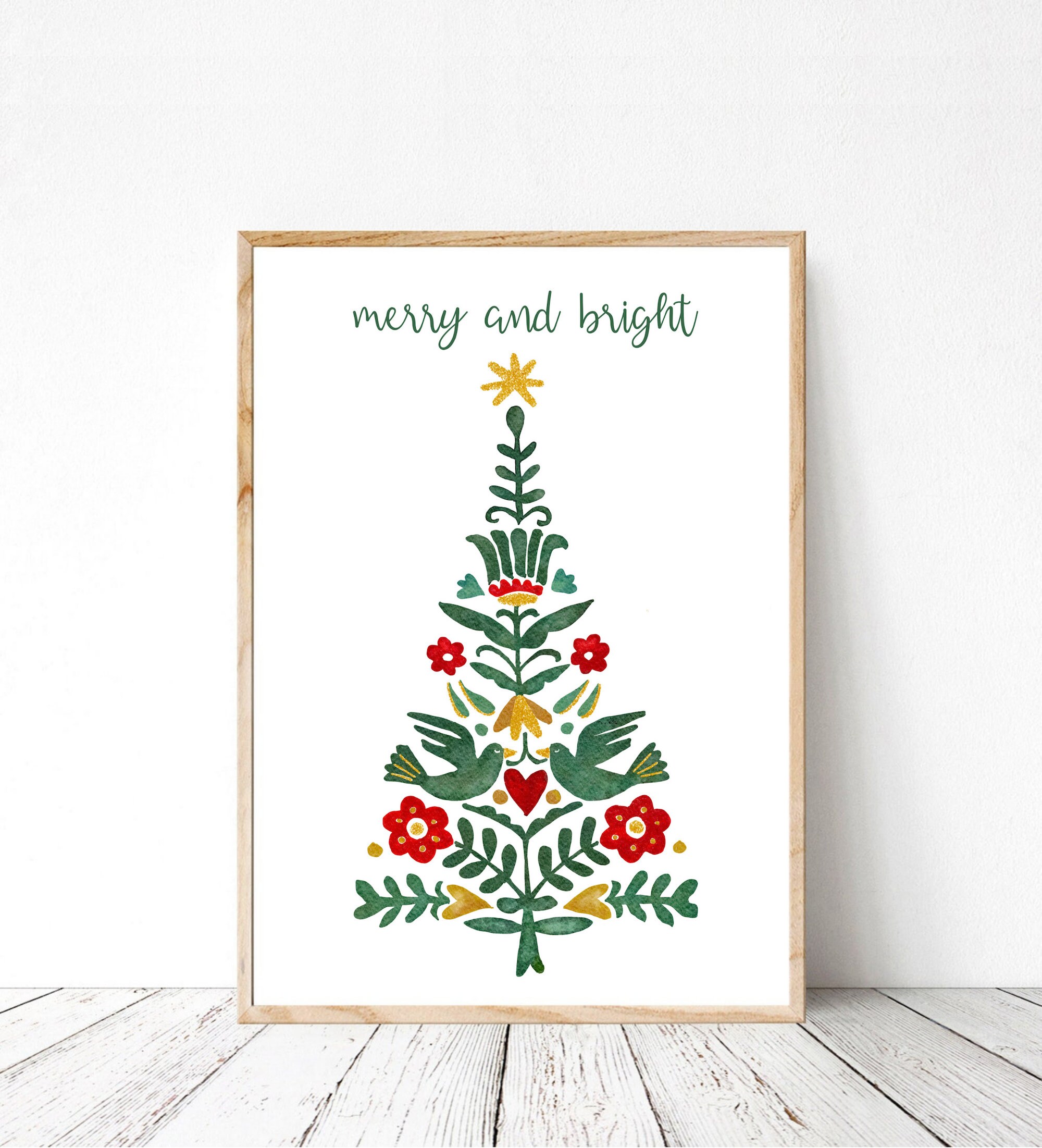 Scandinavian Christmas Print Watercolor Christmas Tree | Etsy