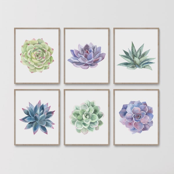 Watercolor Cactus Prints, Succulent Wall Art, Southwest Decor, Botanical Print Set, Plant Poster, Living Room  Nursery, Bedroom Wall Decor