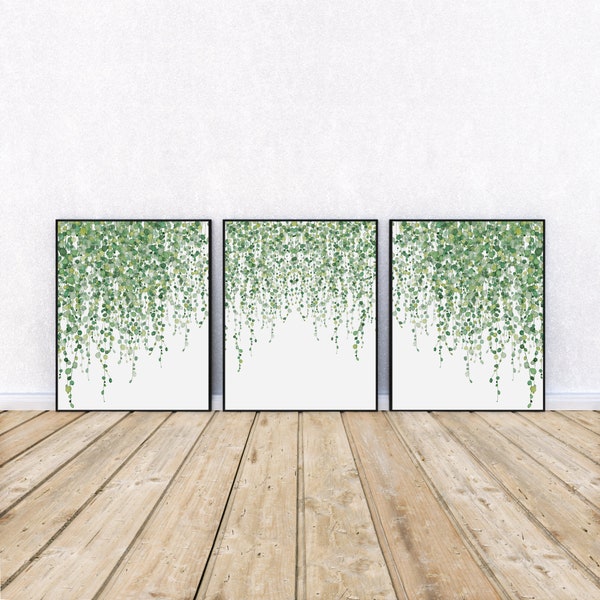 String of Pearls Plant Posters, Botanical Print Set, Living Room Wall Art, Bedroom Wall Decor, Leaf Print, Greenery Foliage, Watercolor