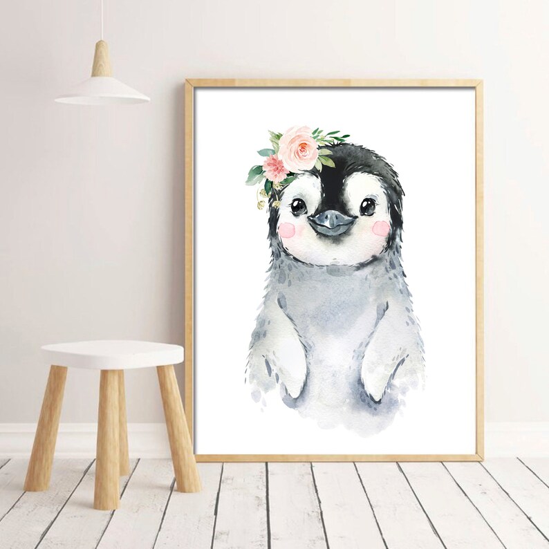 Penguin Wall Art Nursery Wall Decor Kids Room Artwork Baby Etsy