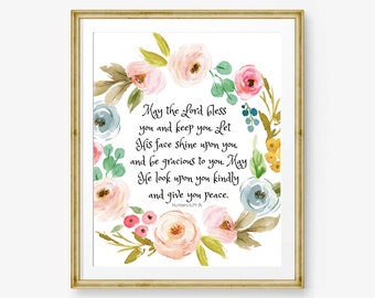 May the Lord Bless You and Keep You, Numbers 6 Print, Bible Verse Wall Art, Christian Gift, Scripture Print, Confirmation Gift, for women