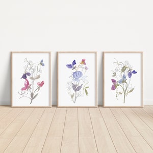 Wildblumen Drucke, Wiesenblumen, Aquarell Blumen, Wildblumen Strauß, Schlafzimmer Wanddeko, Wohnzimmer Wandkunst, Bauernhaus Dekor