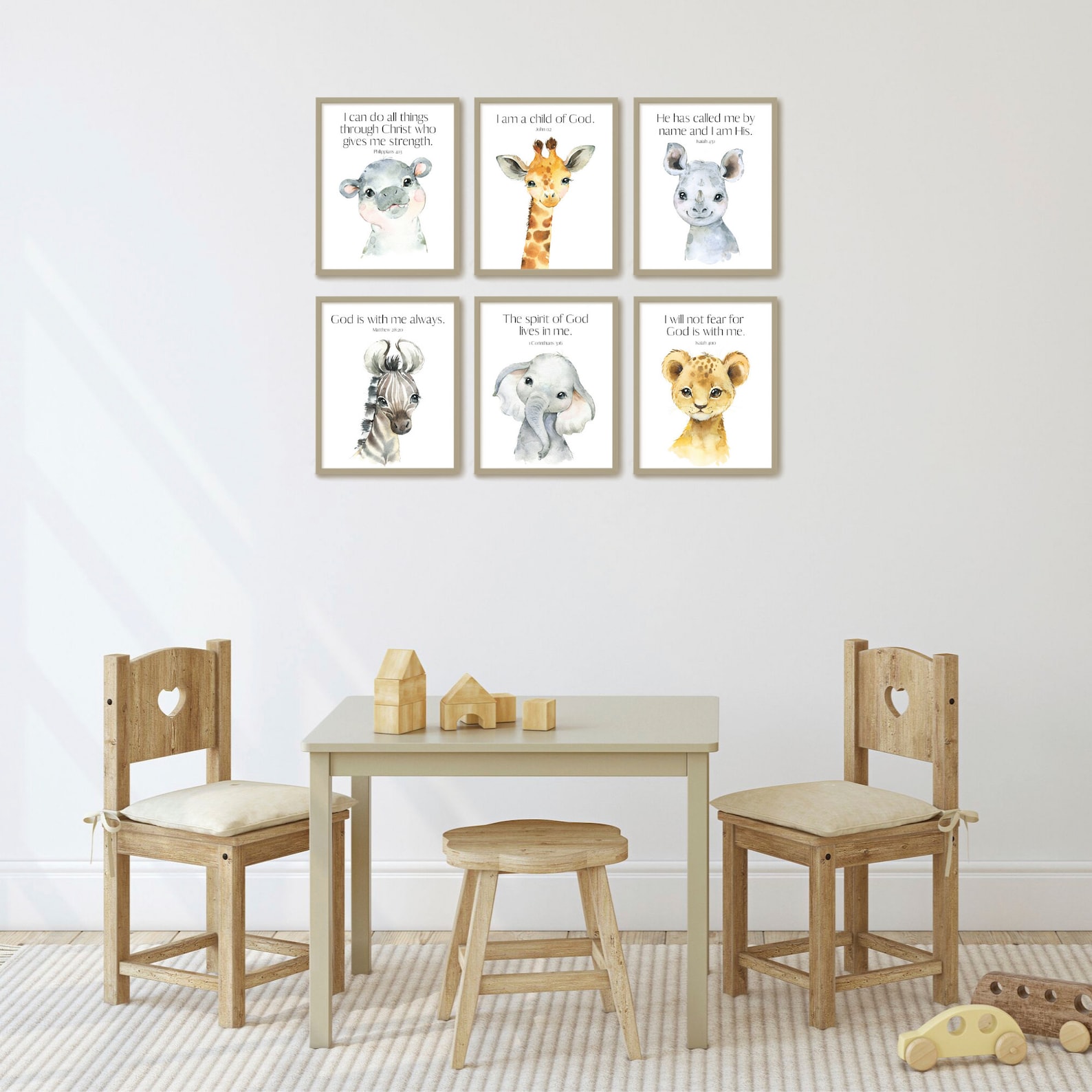 Christian Nursery Decor Kids Bible Verse Wall Art Watercolor  Etsy
