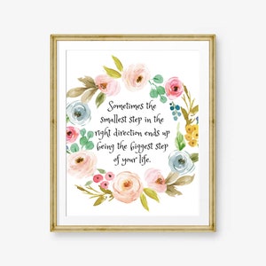 Inspirational Wall Art, Motivational Poster, Therapist Office Decor, Smallest Step, Encouragement Gift, Quotes about Life, Positive Courage