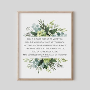 May the Road Rise Up to Meet You, Irish Blessing, Irish Prayer, Ireland Gift, Christian Gift, Wedding Gift, Watercolor Painting, Botanical