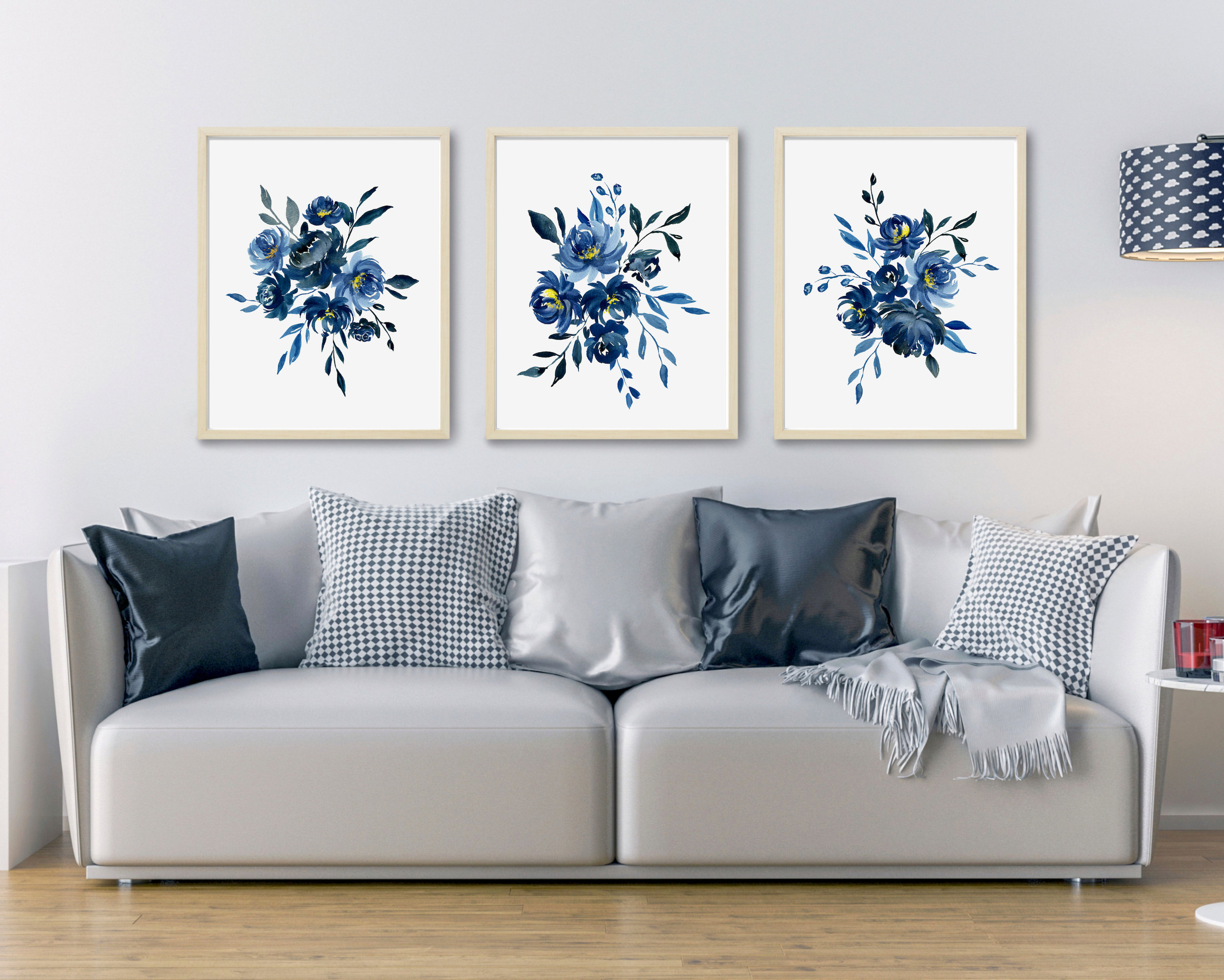 Blue Rose Watercolor Paintings Blue Wall Art Indigo Flowers - Etsy ...