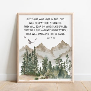 Isaiah 40:31, But Those Who Hope in the Lord Will Renew Their Strength, Bible Verse Wall Art, Scripture Print, Christian Gift, Watercolor