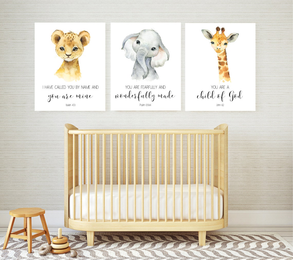 Christian Nursery Decor Kids Bible Verse Wall Art Baby Boy Etsy