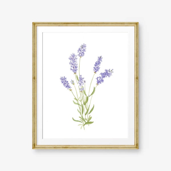 Watercolor Lavender Print, Flower Art, Blue Botanical Print, Floral Painting, Bedroom Wall Decor, Home Decor Gift, Farmhouse Decor Printable