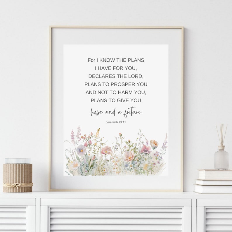 For I Know the Plans I Have for You Print, Jeremiah 2911, Bible Verse