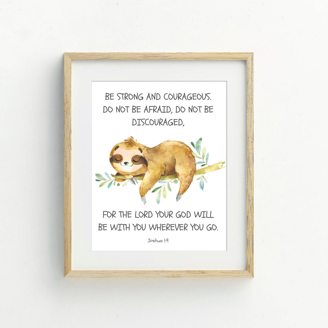 Christian Nursery Decor Kids Bible Verse Wall Art Sloth Art - Etsy