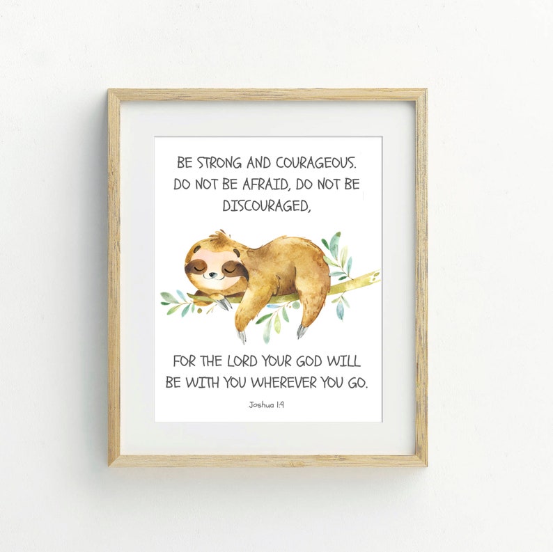 Kids Bible Verse Wall Art Sloth Art Watercolor Animal | Etsy