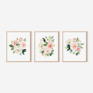 Peony Prints, Watercolor Flowers, Bedroom Wall Decor, Baby Girl Nursery Wall Art, Floral Bouquet, Blush Pink and White Living Room Wall Art