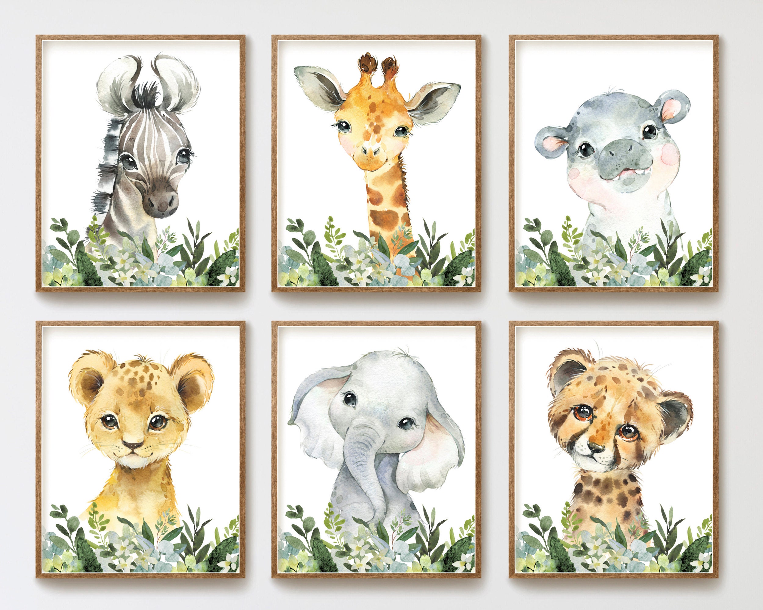Pink Safari Animals Nursery Print Safari Nursery Decor Girls Nursery