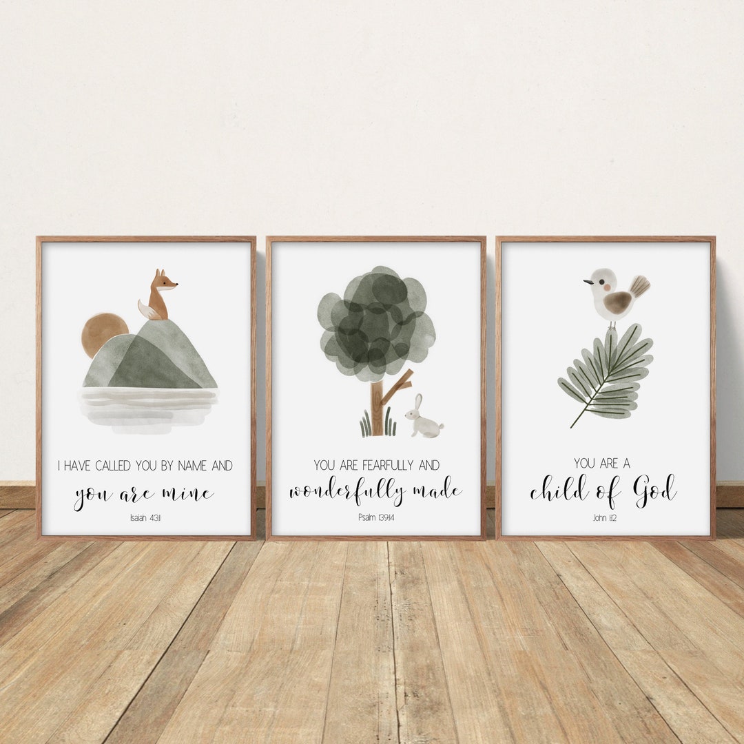 Christian Nursery Decor Kids Bible Verse Wall Art Watercolor - Etsy
