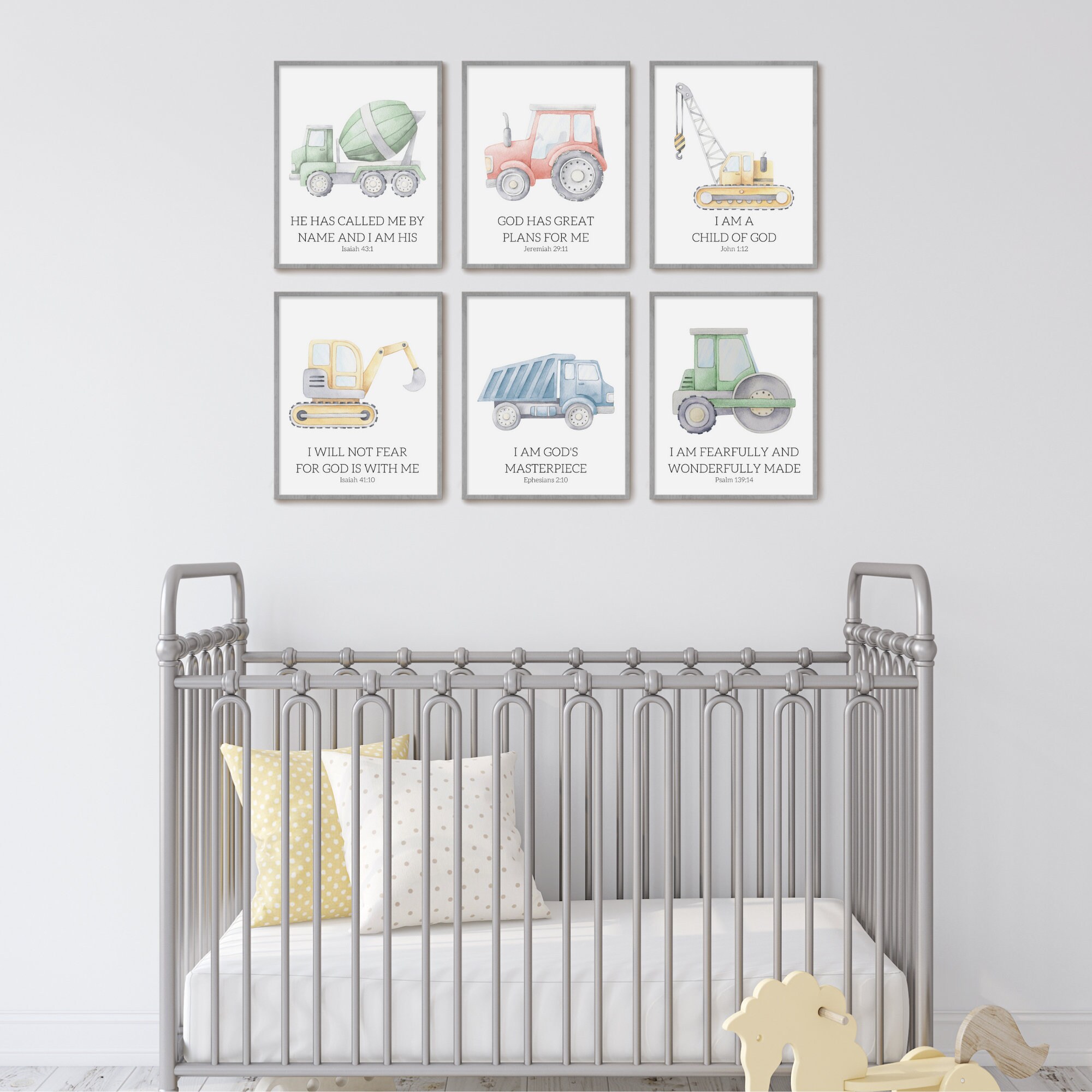 Christian Nursery Decor, Set of 6 Kids Bible Verse Wall Art, Scripture ...