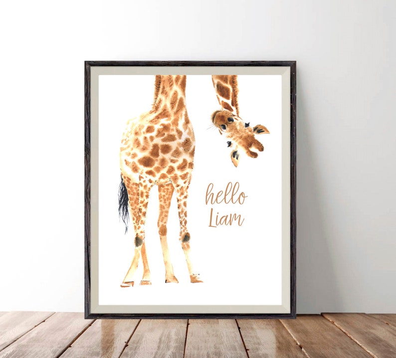 Decor Gift Baby shower Giraffe Watercolor Print Animal Kids Decor Safari Decor