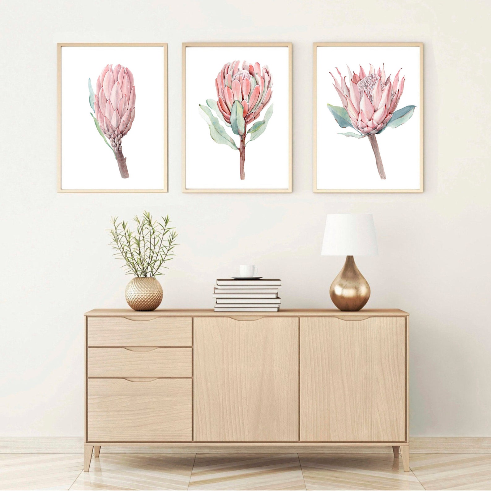 Watercolor Protea Wall Art South Africa Flowers King Protea Etsy