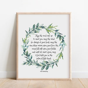 May the Road Rise Up to Meet You, Irish Blessing Print, Irish Prayer, Ireland Gift, Christian Gift, Wedding Gift, Green Wall Art, Watercolor