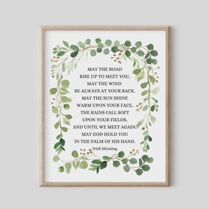May the Road Rise Up to Meet You, Irish Blessing Print, Irish Prayer, Ireland Gift, Christian Gift, Wedding Gift, Green Wall Art Watercolor