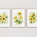 Sunflower Watercolor Painting, Floral Prints, Bedroom Wall Decor, Wildflower Bouquet, Watercolor Flowers, Home Decor Gift, Living Room Wall 