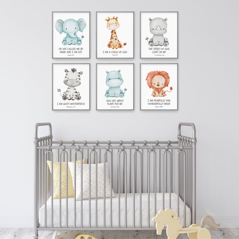 Christian Nursery Decor Kids Bible Verse Wall Art Watercolor Etsy
