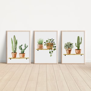 Botanischer Druck Set, Zimmerpflanzen Bilder, Pflanzen Poster, Pflanzen Dekor, Blatt Drucke, Galerie Wand Set, 3er Set Triptychon 11x14