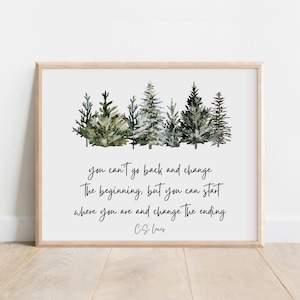 CS Lewis Quote, Recovery Anniversary, Inspirational Wall Art, Positive Quote, Sobriety Gift, Alcoholics Anonymous, Watercolor Evergreen Tree