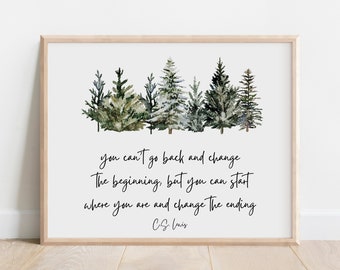 CS Lewis Quote, Sobriety Gift, Recovery Anniversary, Inspirational Wall Art, Positive Quote, Alcoholics Anonymous, Watercolor Evergreen Tree