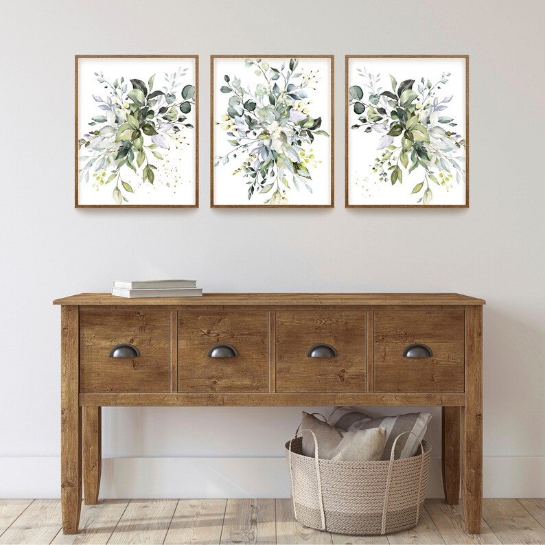 Botanical Print Set Living Room Wall Art Watercolor Flowers Etsy