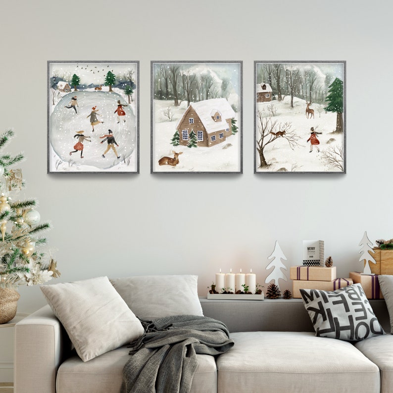 Winter Wonderland Holiday Decor Watercolor Christmas Prints - Etsy