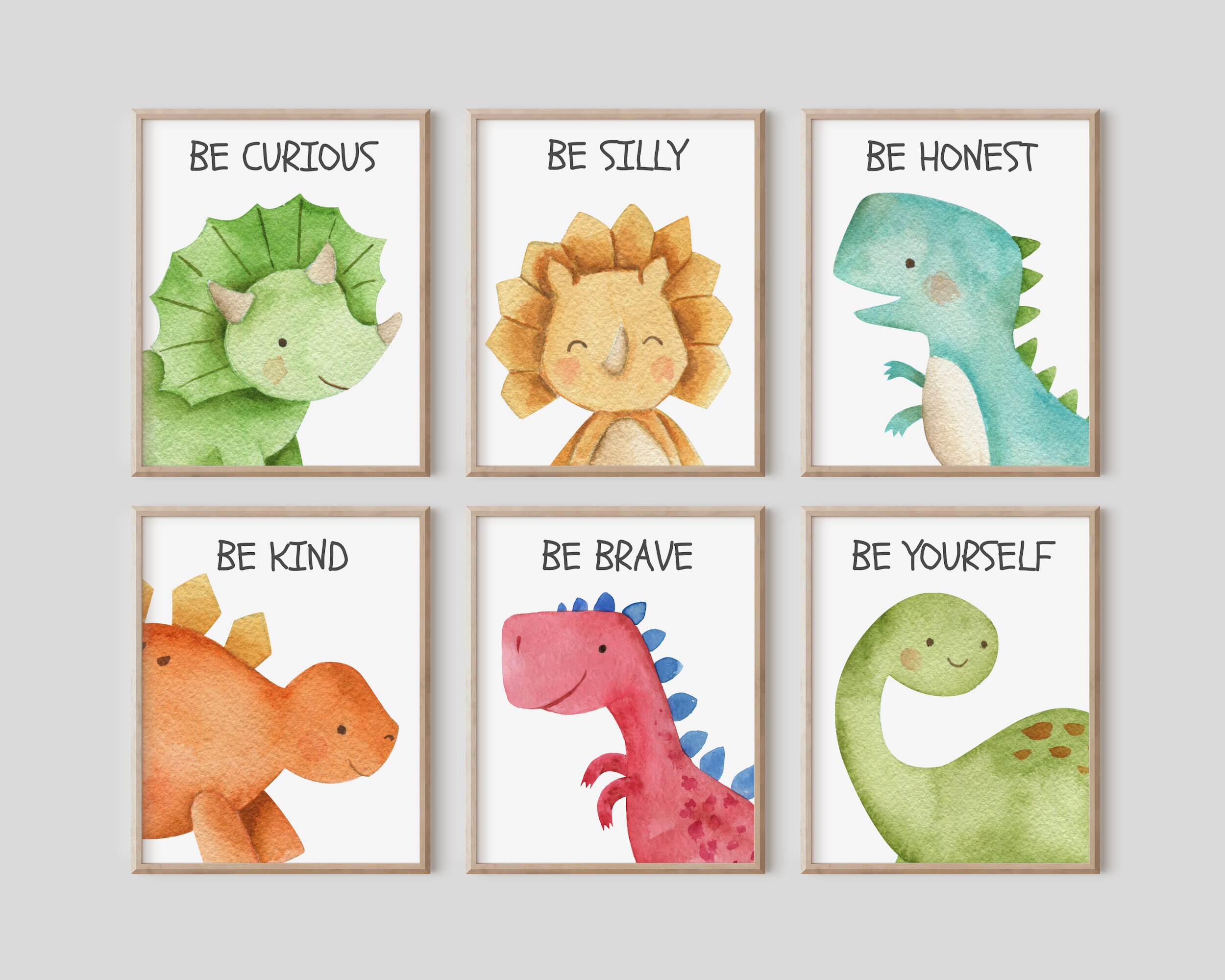 Dinosaur Print Set Dino Nursery Wall Art Kids Room Decor - Etsy Australia