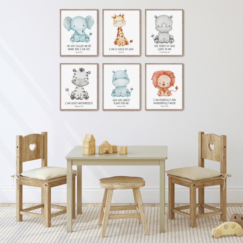 Christian Nursery Decor Kids Bible Verse Wall Art Watercolor Etsy