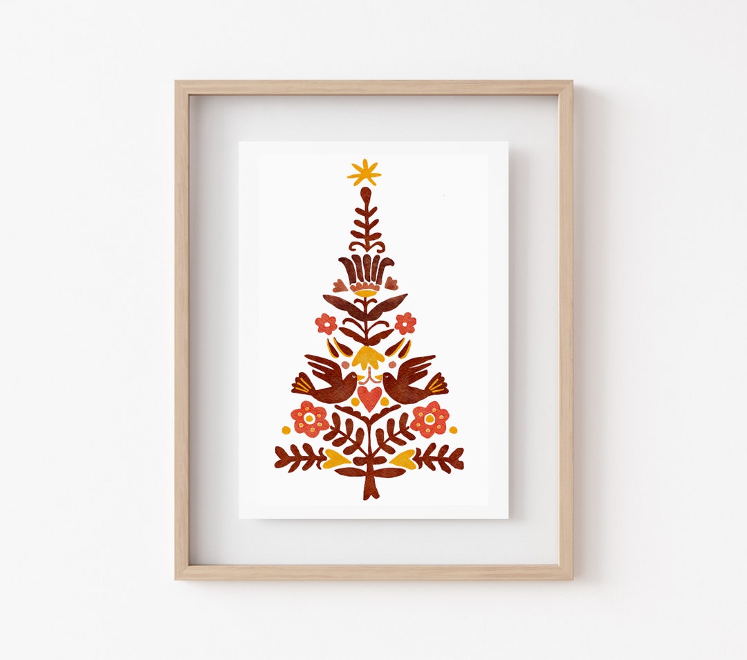 Scandinavian Christmas Print, Watercolor Christmas Tree, Christmas Decoration, Holiday Decor ...
