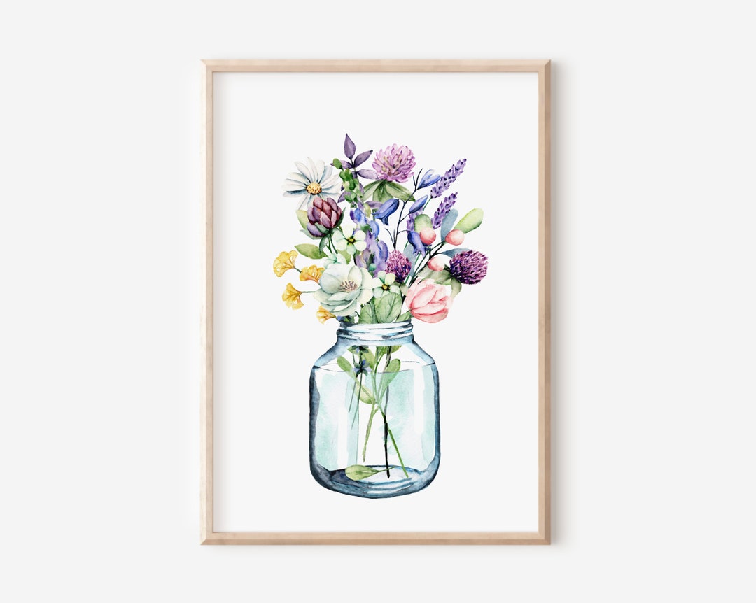 Watercolor Flowers, Wildflower Print, Bedroom Wall Decor, Floral ...