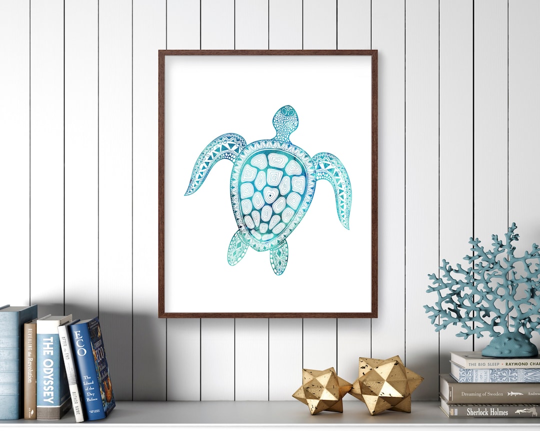 Sea Turtle Wall Art Coastal Decor Nautical Wall Decor Beach - Etsy