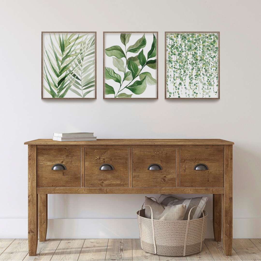 Botanical Print Set, Living Room Wall Art, Plant Poster, Leaf Print ...