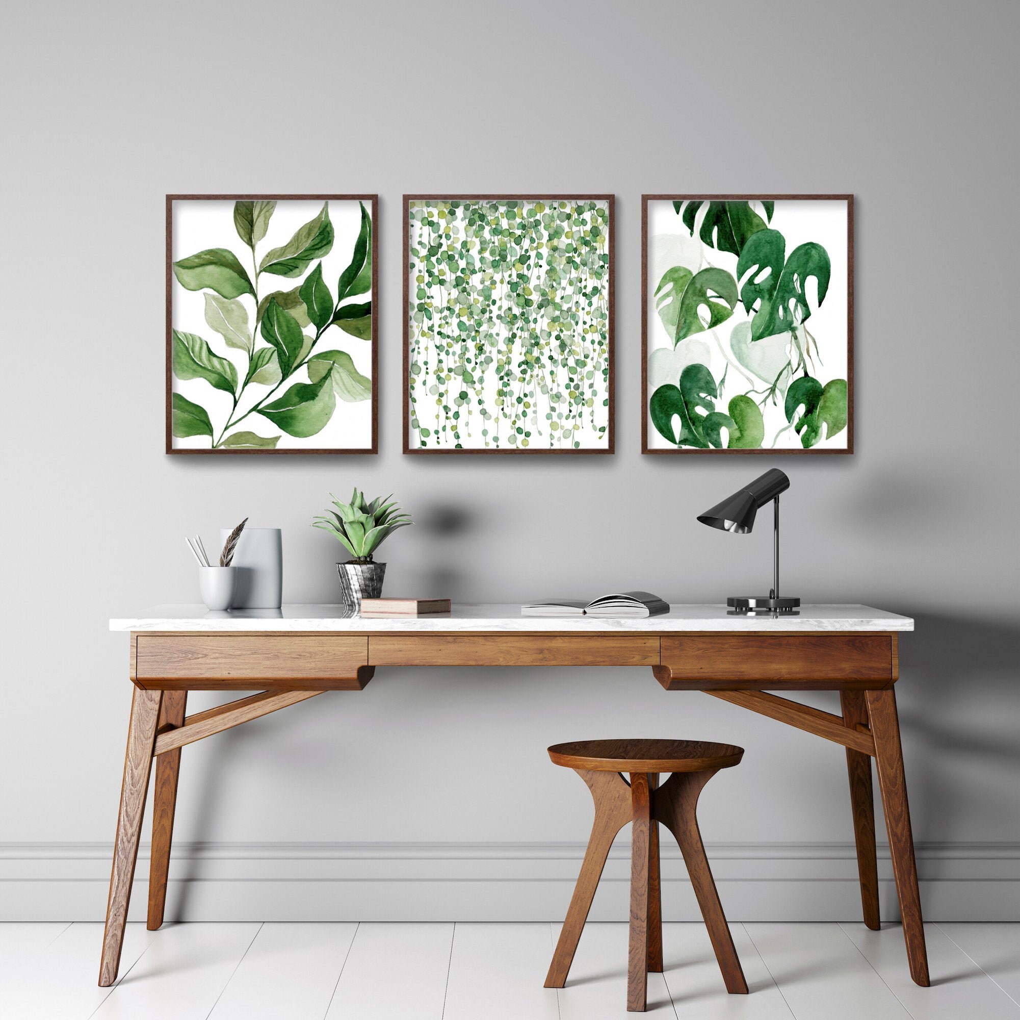 Botanical Prints Abstract Paintings Plant Posters Triptych Etsy