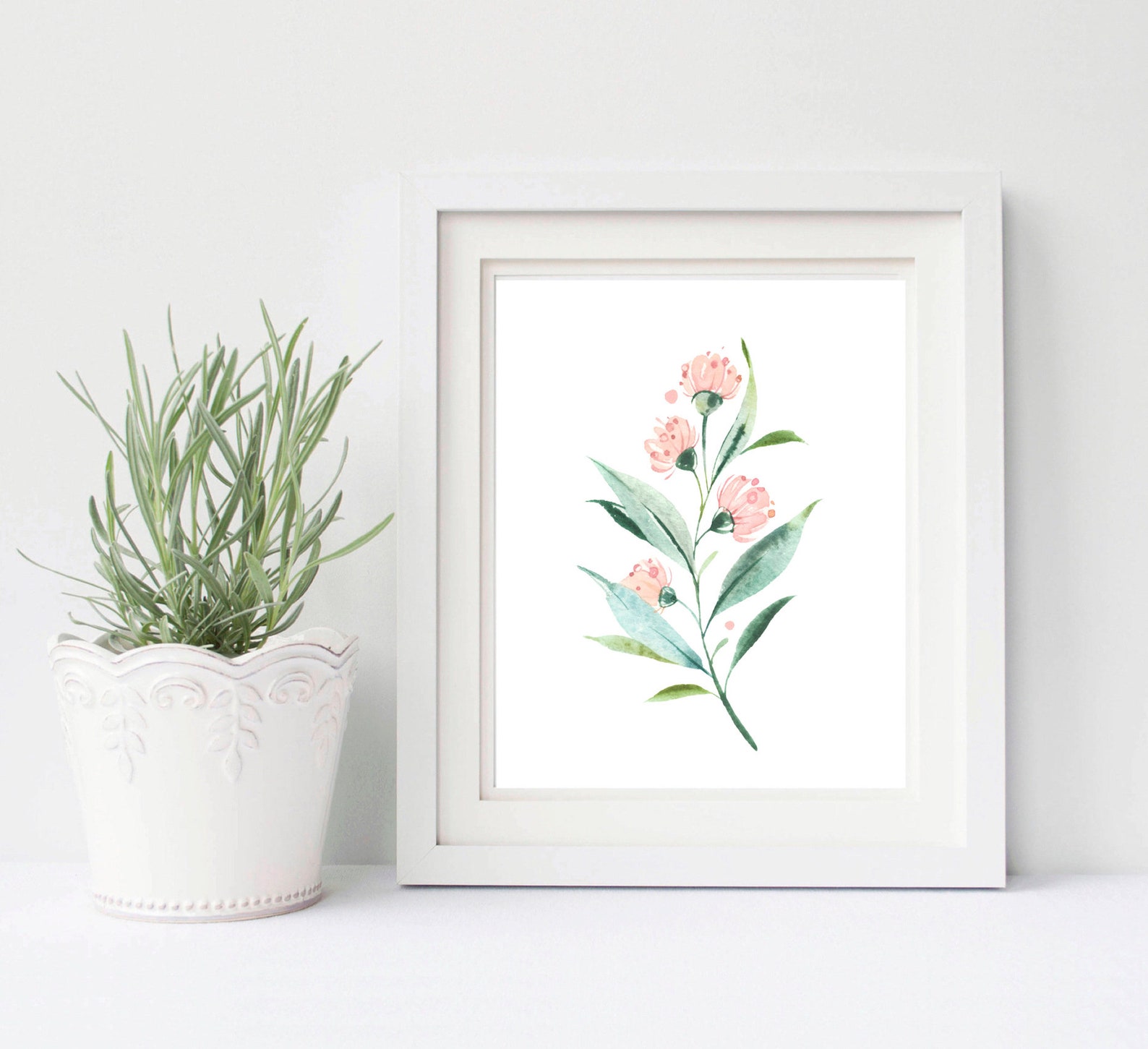 Eukalyptus-Druck erröten rosa Blume botanische Druck | Etsy