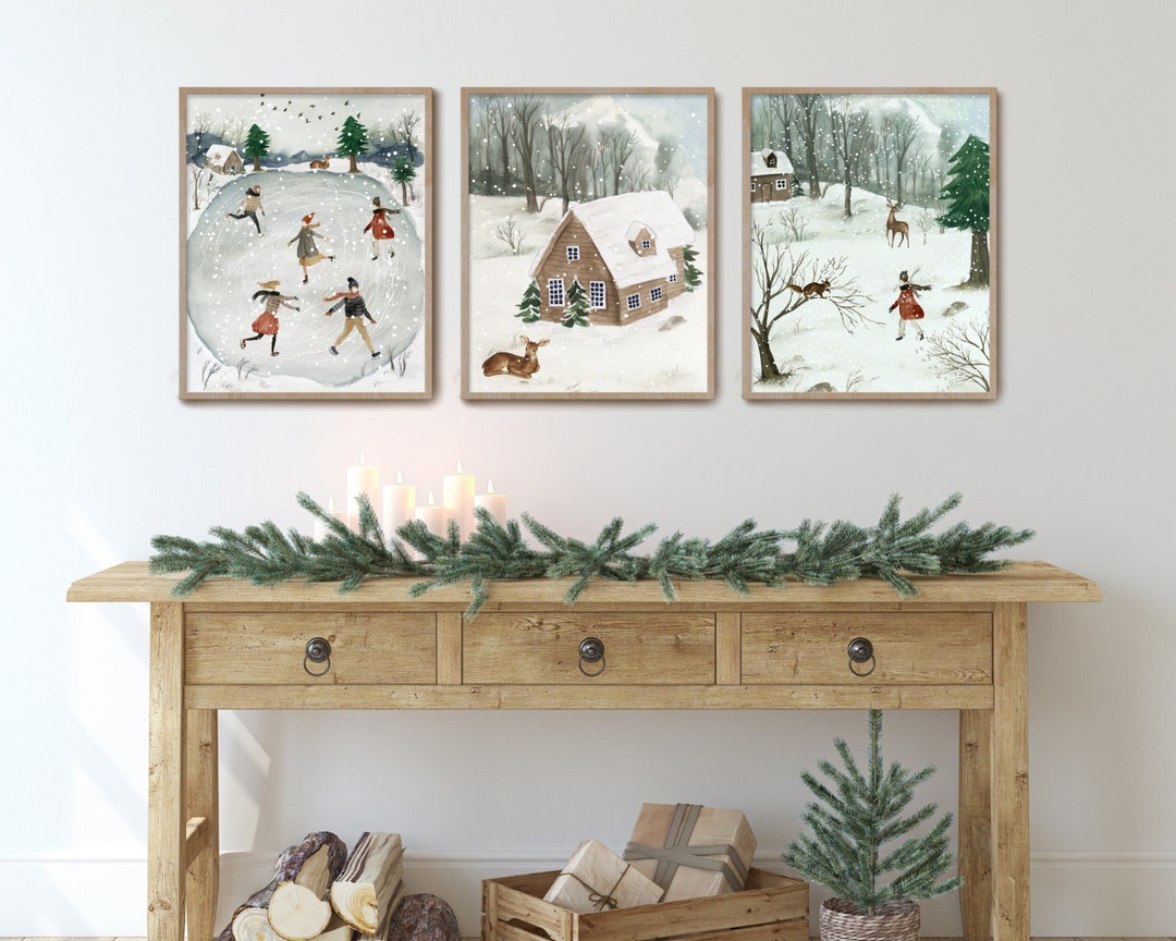 Winter Wonderland Holiday Decor Watercolor Christmas Prints - Etsy