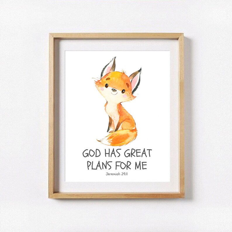 Kid Scripture Prints Boys Room Wall Decor Printable Gift Idea Digital Download Bible Verse Wall Art Nursery Wall Art Woodland Animals