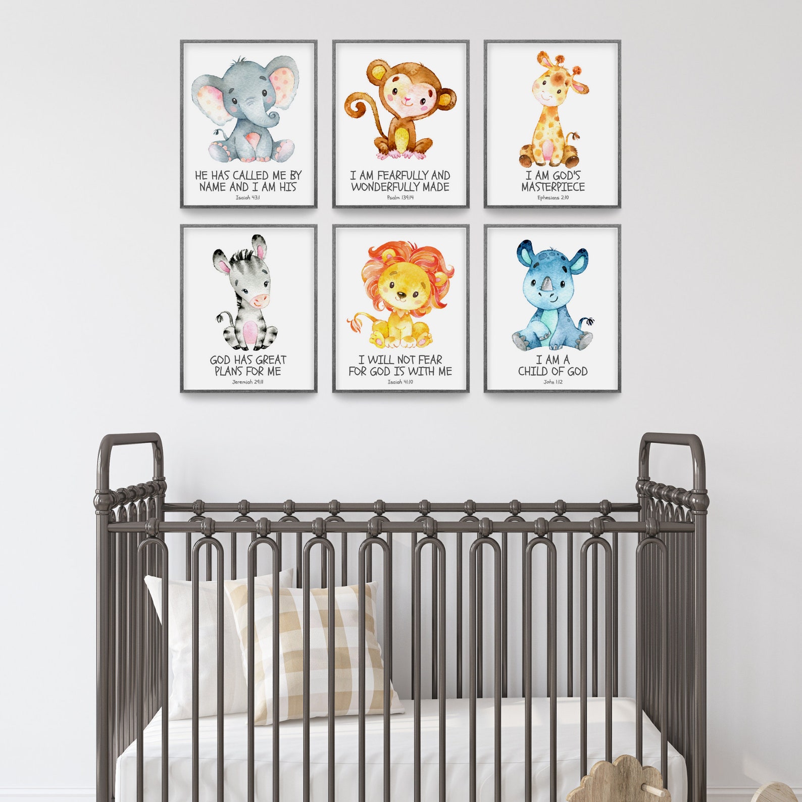 Christian Nursery Decor Kids Bible Verse Wall Art Watercolor Etsy